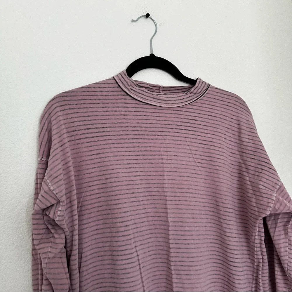Free People Be Free Striped Long Sleeve Shirt Size XS Purple Women’s 100% Cotton